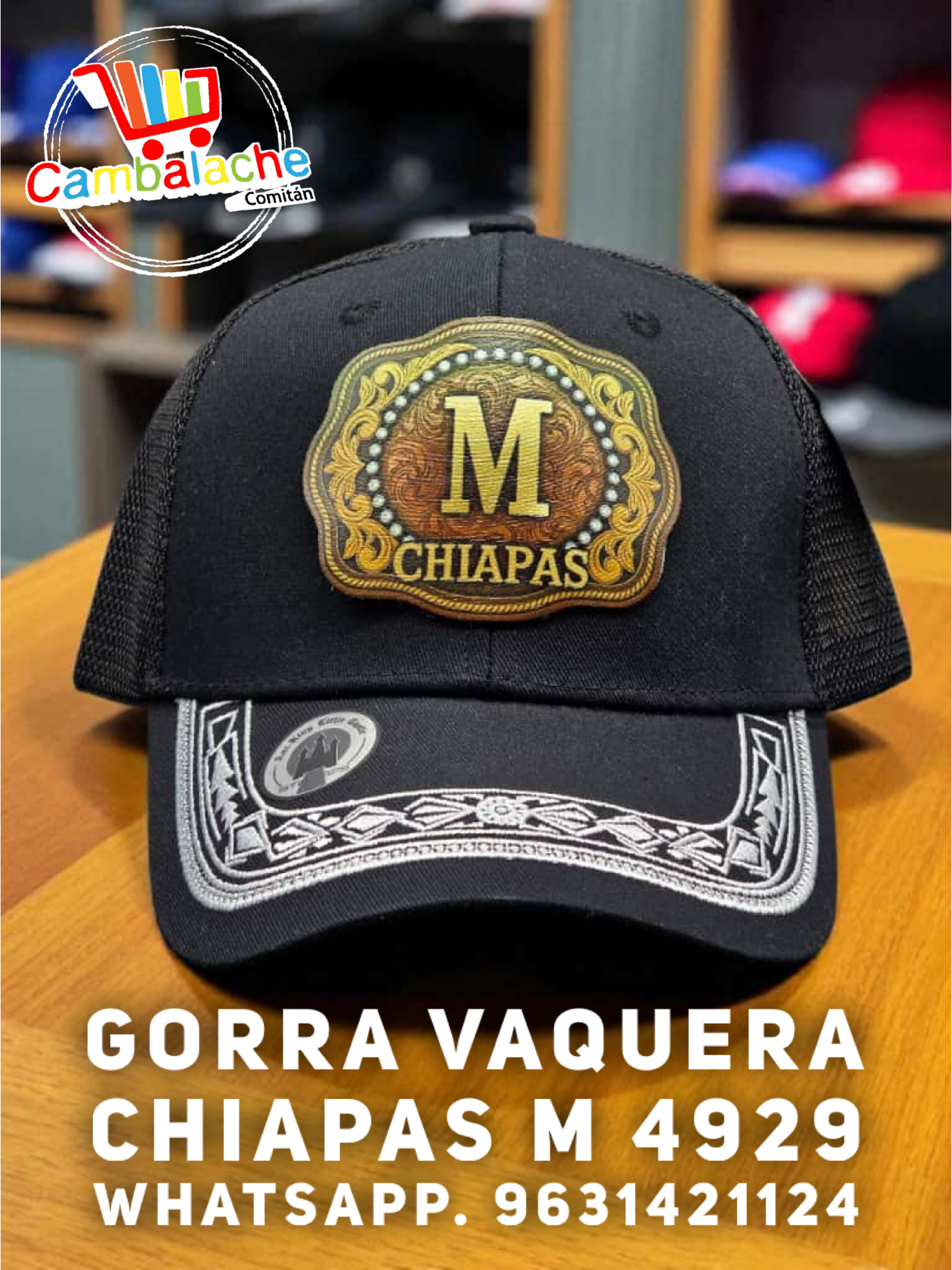 Gorra Vaquera Iniciales  Chiapas M