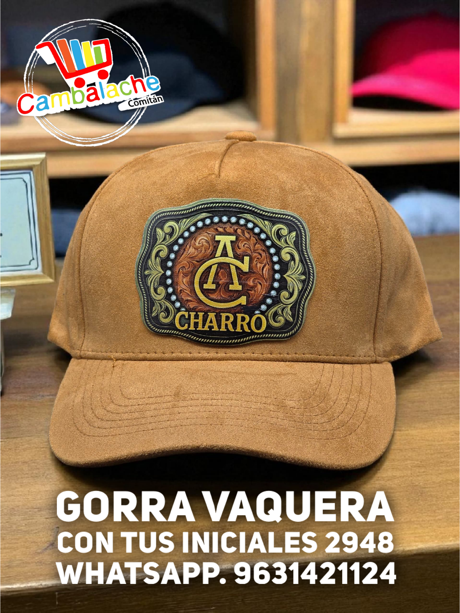 Gorra Vaquera Iniciales  Charro 2948