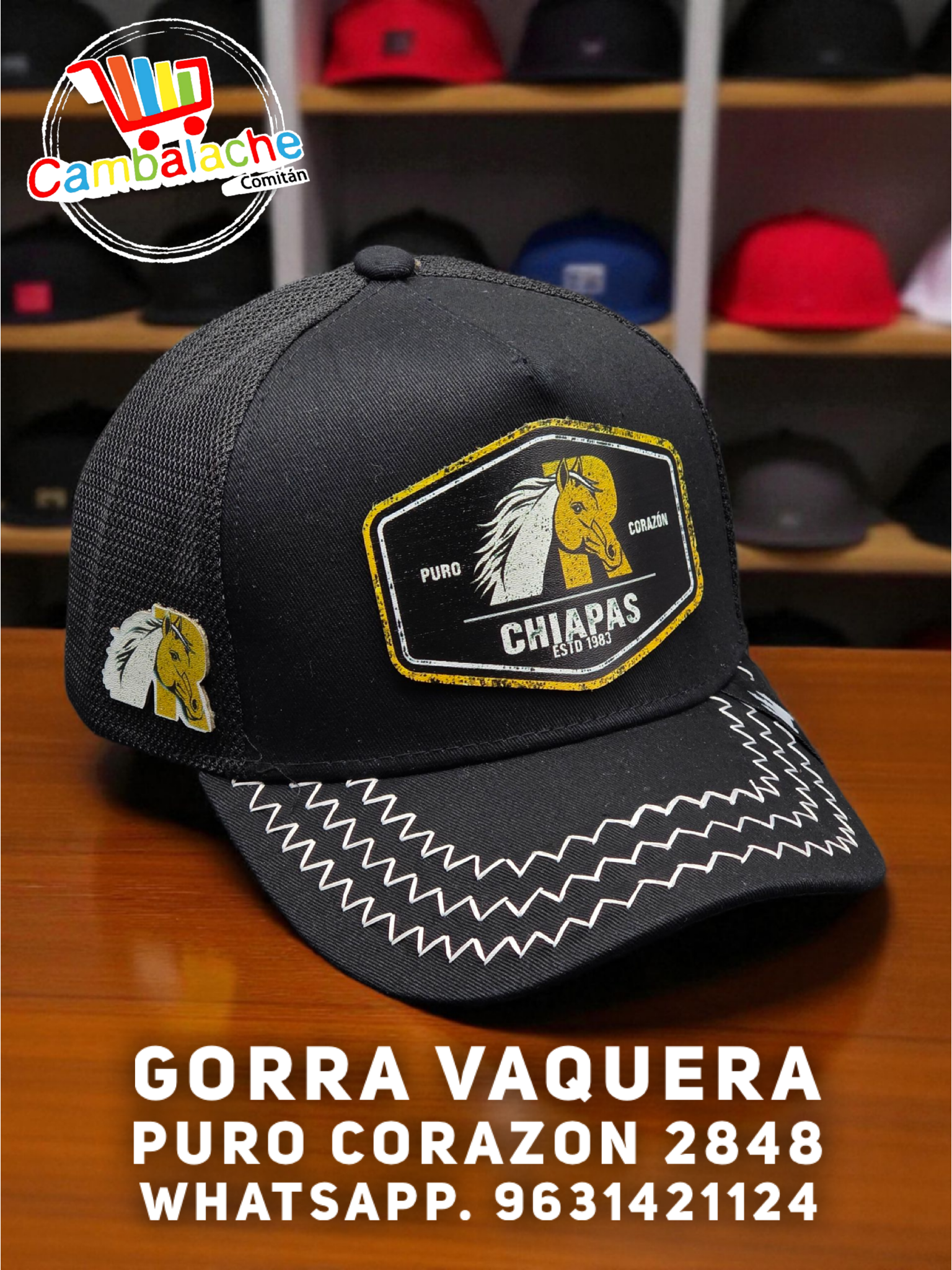 Gorra Vaquera Iniciales  Puro Corazon 2848